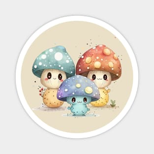 Cute Mushroom Cartoon Design Seven Magnet